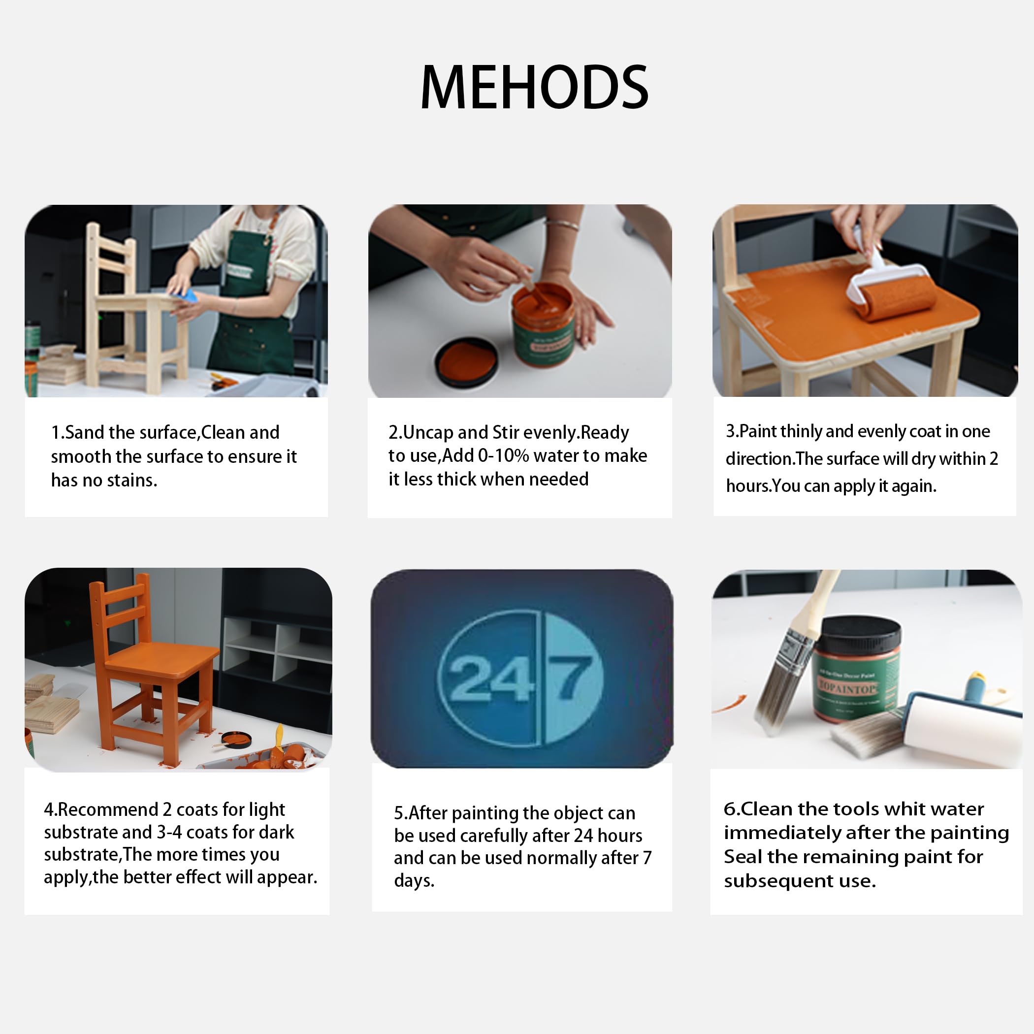 Kit de pintura de tiza todo en uno, revestimiento a base de agua para muebles, armarios, puertas y manualidades de madera, secado rápido, bajo olor, acabado duradero, con herramientas (Van Dyke Brown
