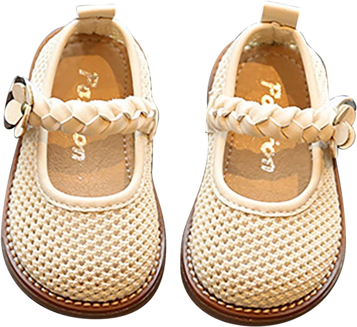 ToBaby Girls Closed Toe Sandals Flower Pattern Woven Non Slip First Walker Shoes Summer Soft Sole Flats Casual Sandals Infant Comfy Lightweight Sport Sneakers