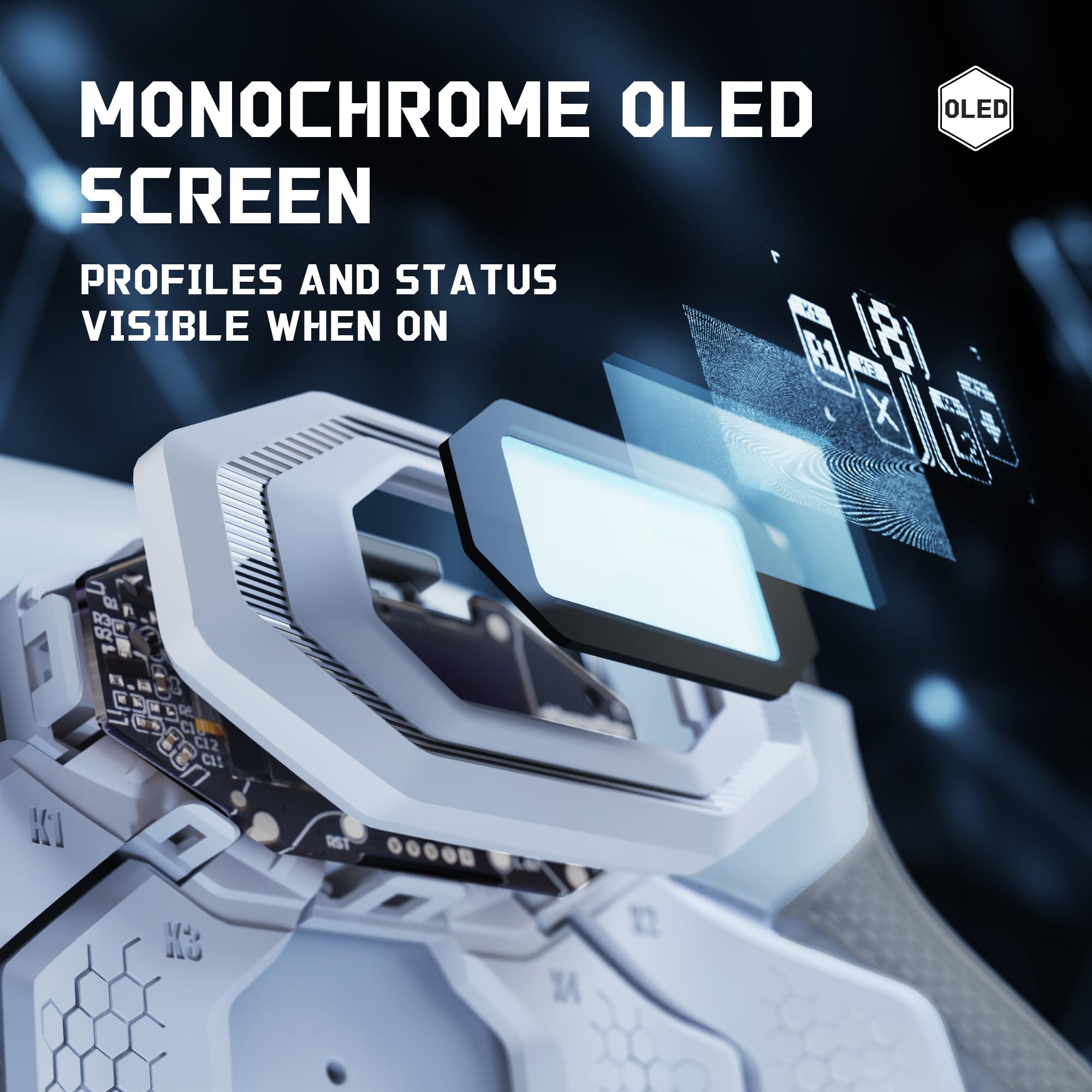 eXtremeRate BEYOND Remap Kit per ps5 Edge Controller, Display OLED & Cover Grip Ergonomici & 4 Palette Tasti Posteriori Rimappabili, Back Paddle Accessori per ps5 Edge Joystick, Grigio
