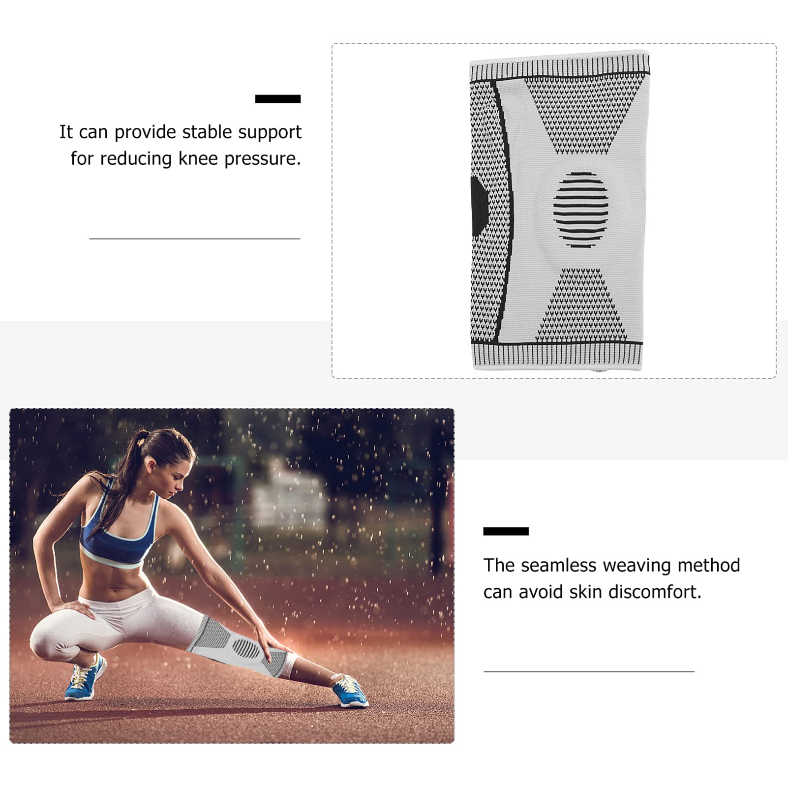 PartyKindom Knee Brace Silicone Strips Pad Comfortable Breathable Fitness Protection Knee Sleeve 1 Pc Xl