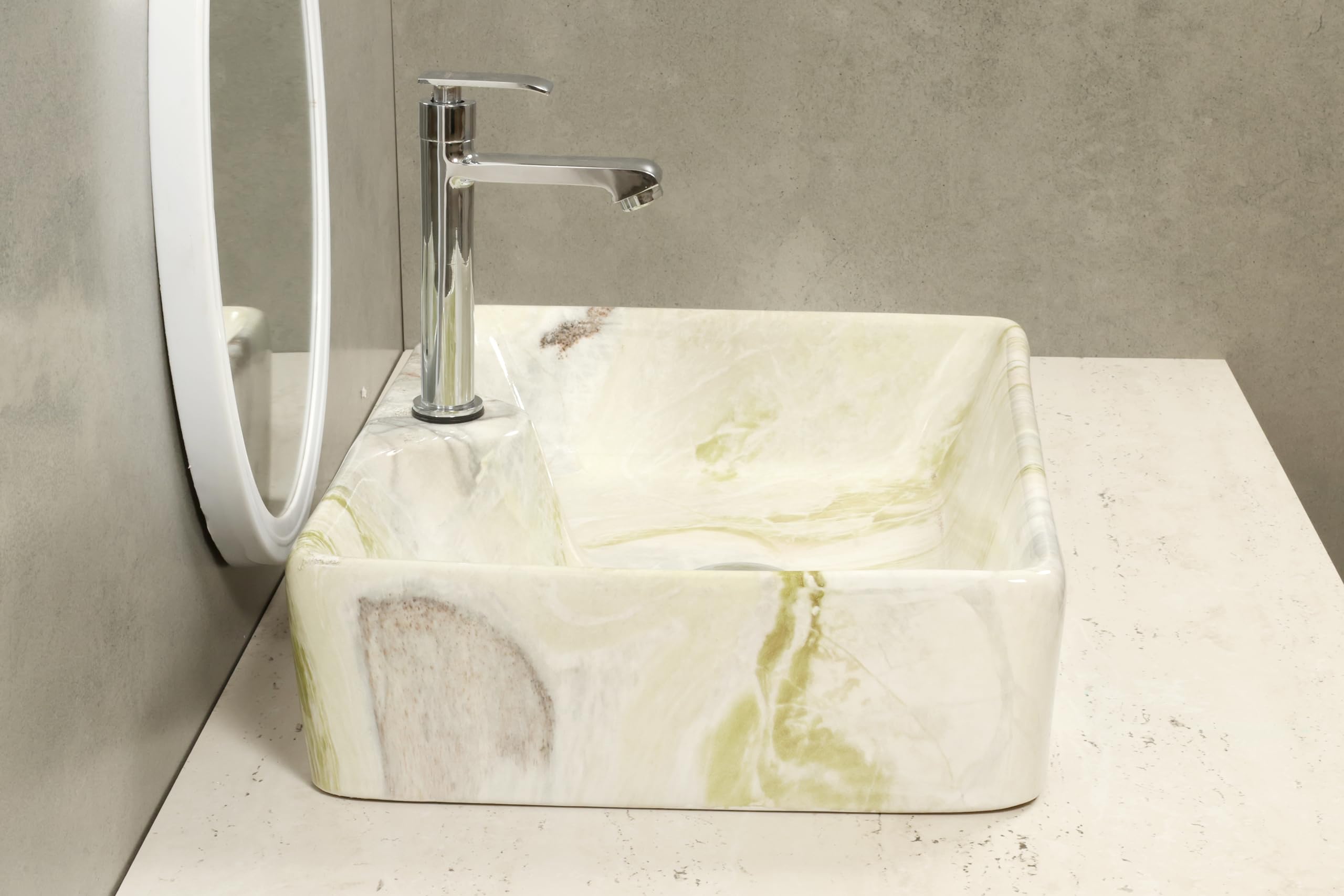 HISRE Ceramic Table Top Vessel Sink Wash Basin Oval Shape Over Counter Wash Basin For Bathrooms & Living Room 19 X 14 X 5 Inch (Style - 2) 1104, photo 3 of 4