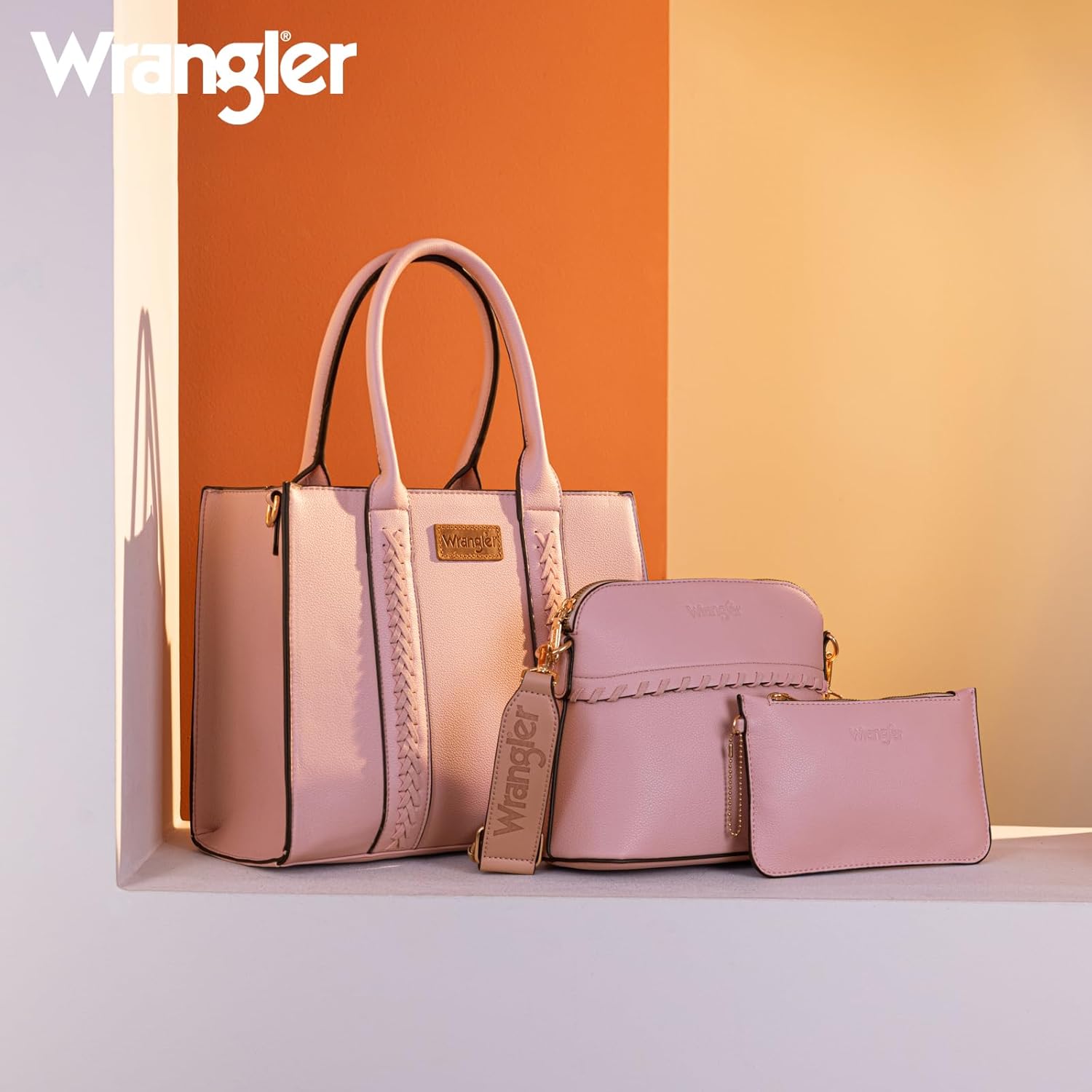 Wrangler 3Pcs Purses for Women Tote Bag Crossbody Handbag Sets with Strap - Image 4