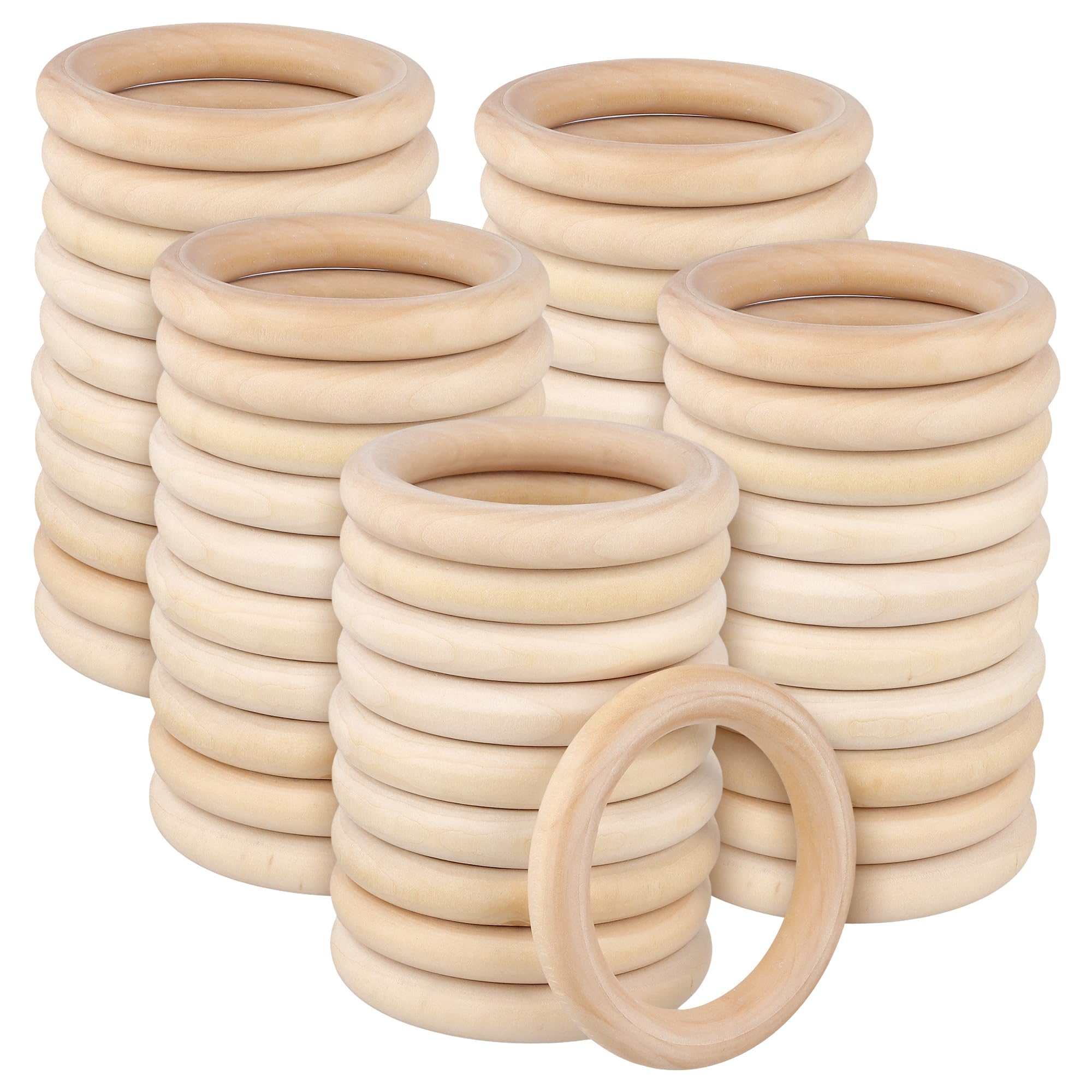 50 anelli in legno da 10,2 cm, anelli in legno grezzo per fai da te, macramè, decorazioni per la casa,