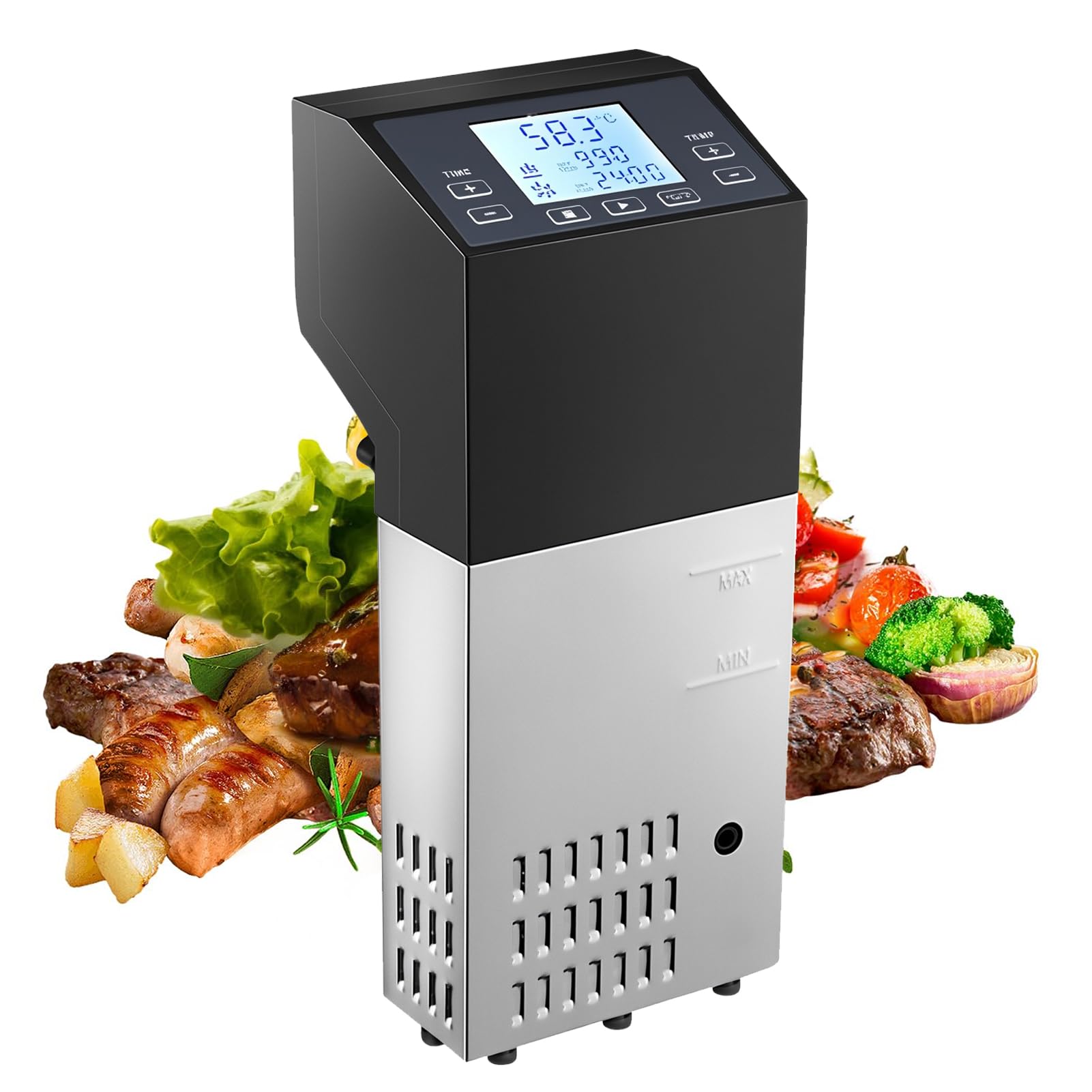 Macchina per Cottura Sottovuoto da 1500 W, Fornello Professionale con Bagno D'acqua da 30 Litri, Display a Led e Timer, Intervallo di Temperatura 0-99 °C, Impermeabile IPX7, Controllo Preciso