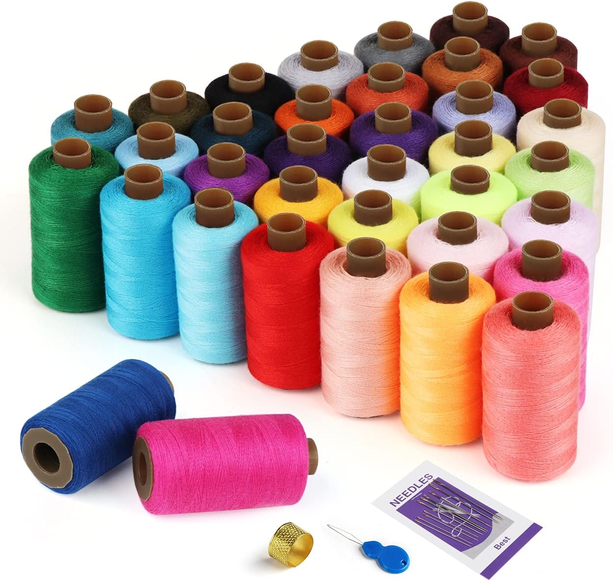 Sewing Thread Kit - Total 21600 Yard Sewing Thread, 36 Colors Polyester Spool Threads for DIY Hand Sewing/Machine Sewing : Arts, Crafts & Sewing