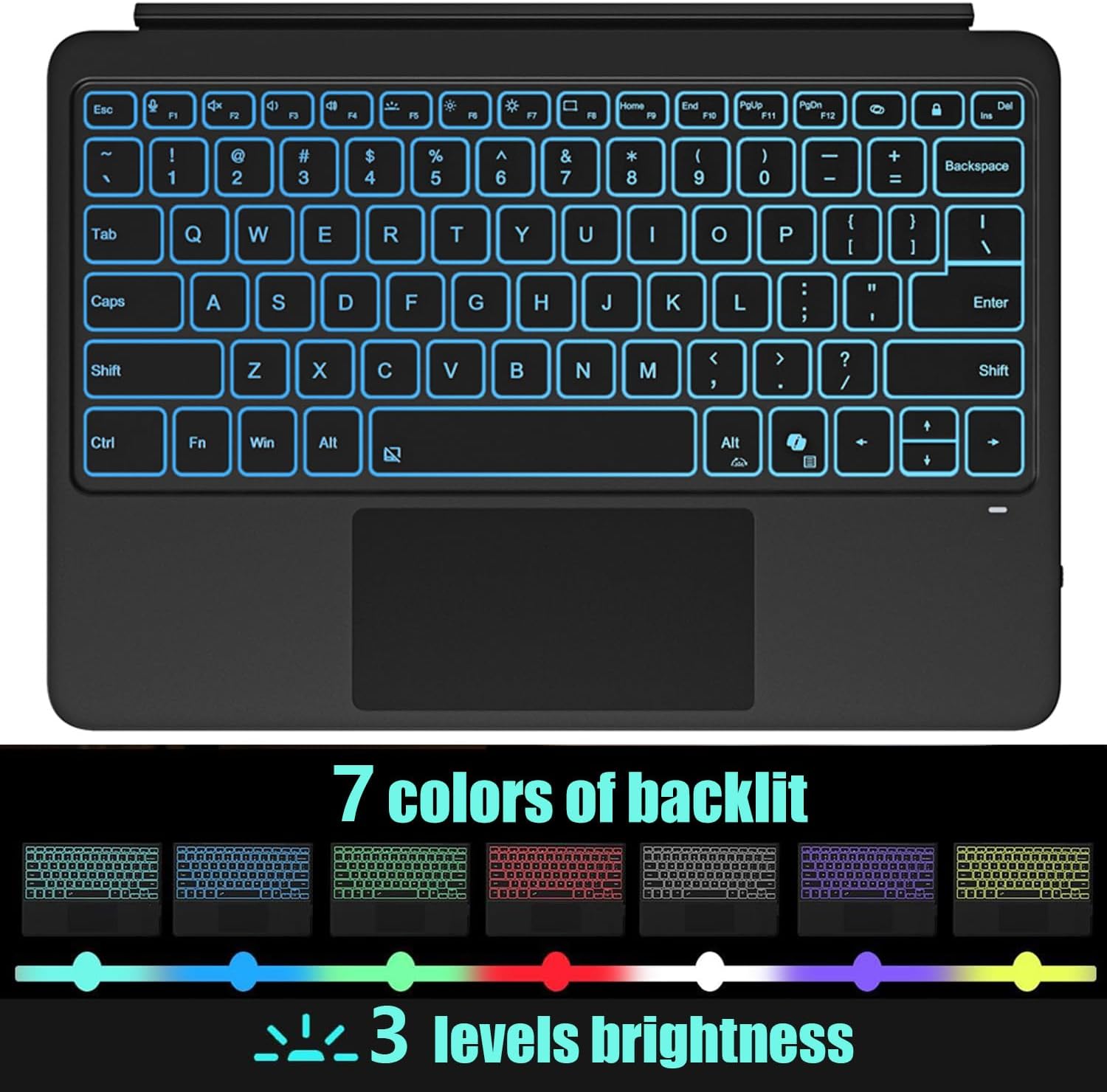 Magnetic Bluetooth Keyboard Cover for Surface Pro 12" 1st 12 inch Laptop Released in 2025 with Backlit (Dark Grey)