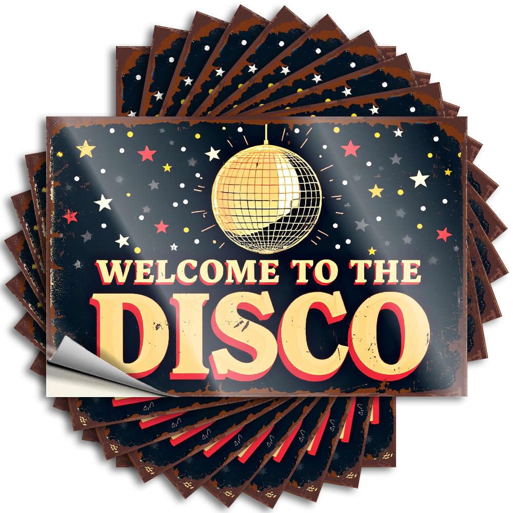 Fzfn Girls Colour Decals Wall Heavy Welcome To The Disco! For Narrow - Emo Easy Peel Removable(8X12cm)