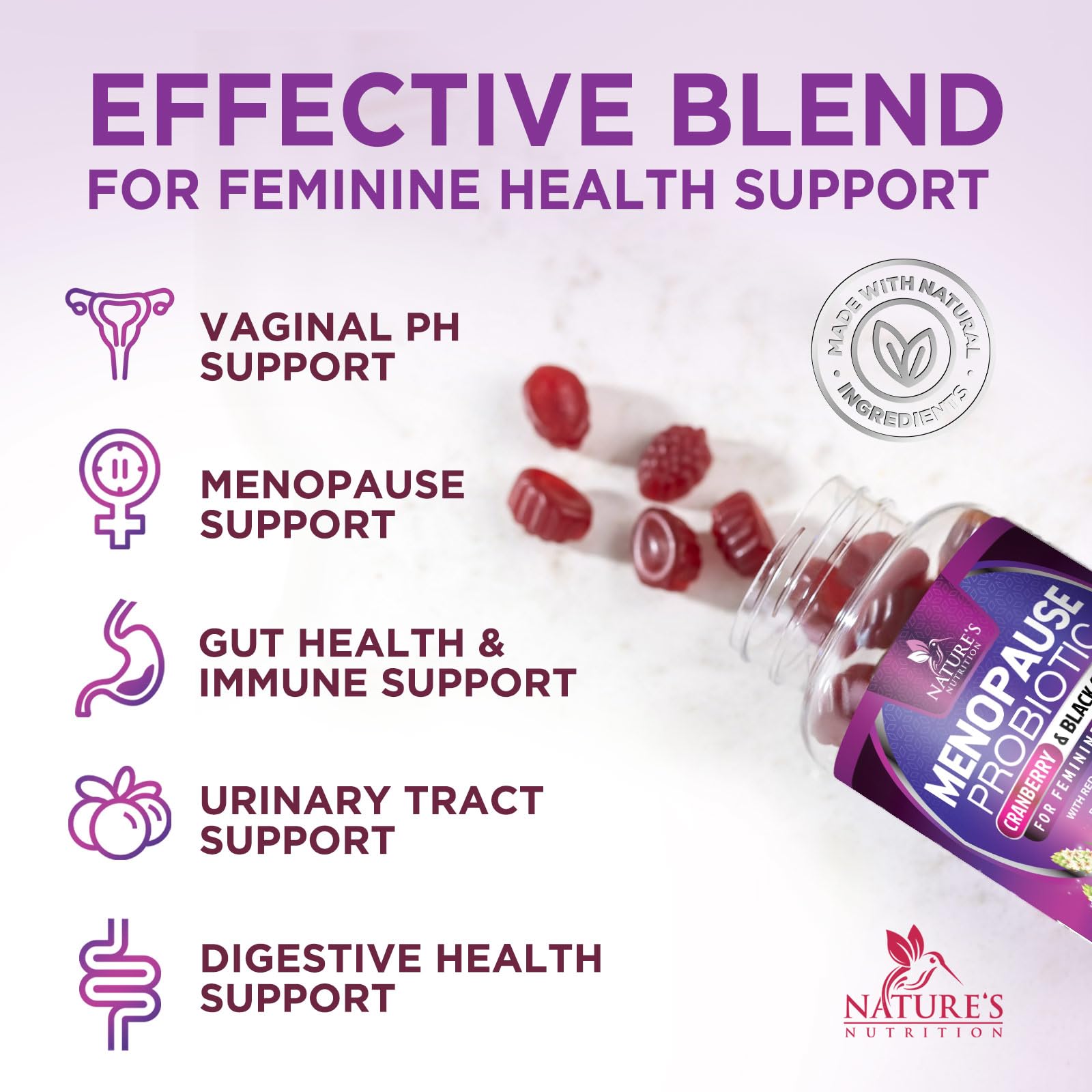 Menopause Probiotic Gummies for Women - Advanced Menopause Relief for Women with Black Cohosh - Complete Women's Probiotics Gummy Supplements for Mild Hot Flashes & Night Sweats Support - 60 Gummies — Amazon image 6