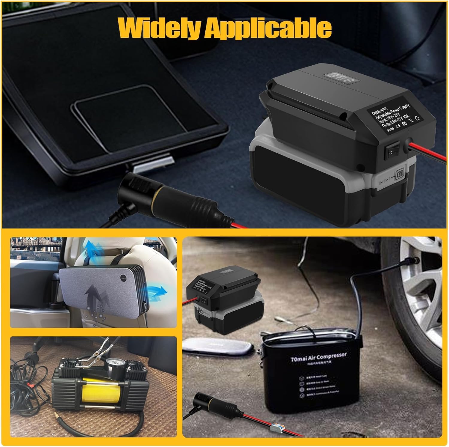 Adaptateur de batterie abaisseur pour batterie Dewalt 20 V, connecteur d'alimentation pour appareils de voiture, chargeur à monter soi-même, convertisseur Buck Station d'alimentation, adaptateur