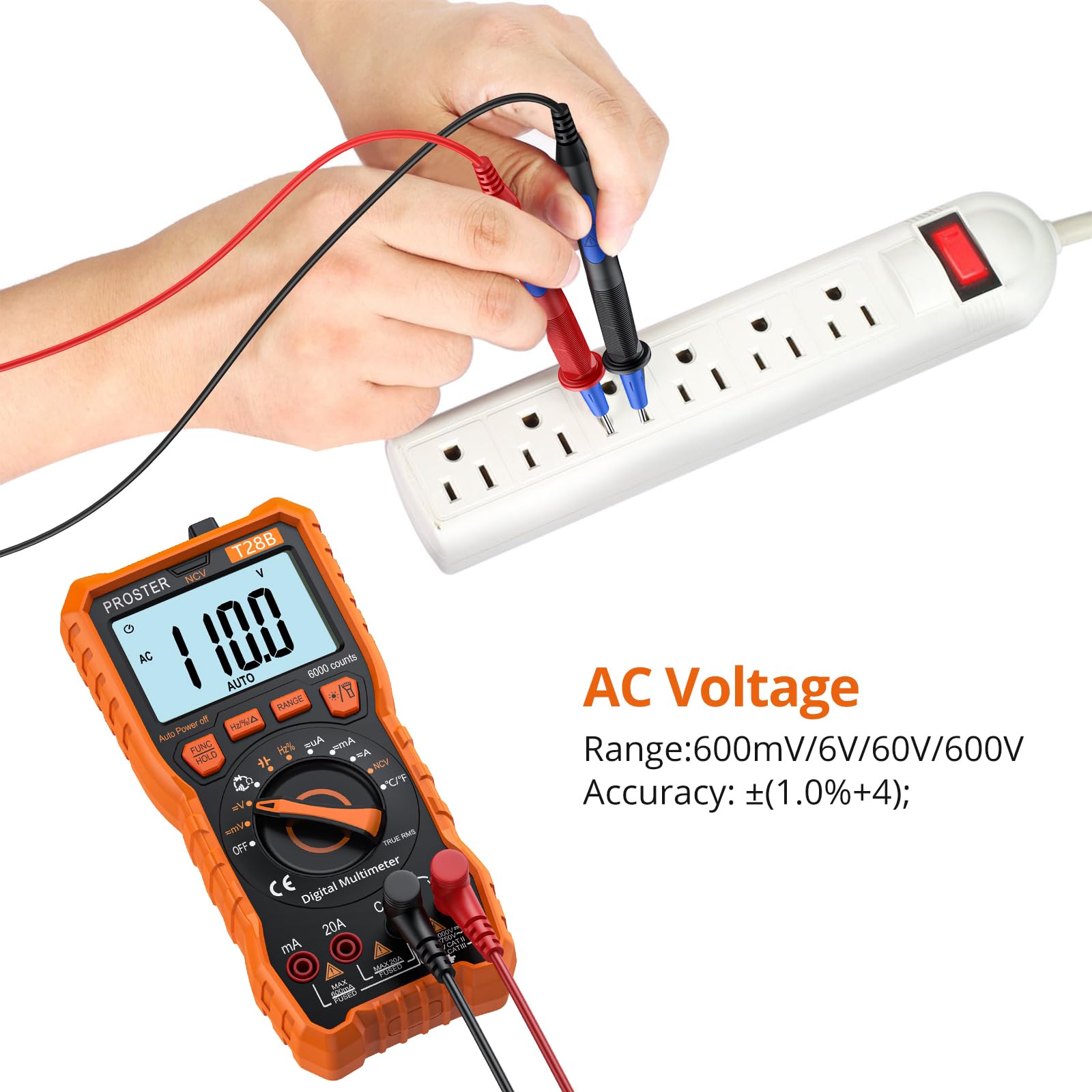 Proster TRMS Multimeter - 6000 Counts 20A NCV Magnetic with Temp — Amazon image 6