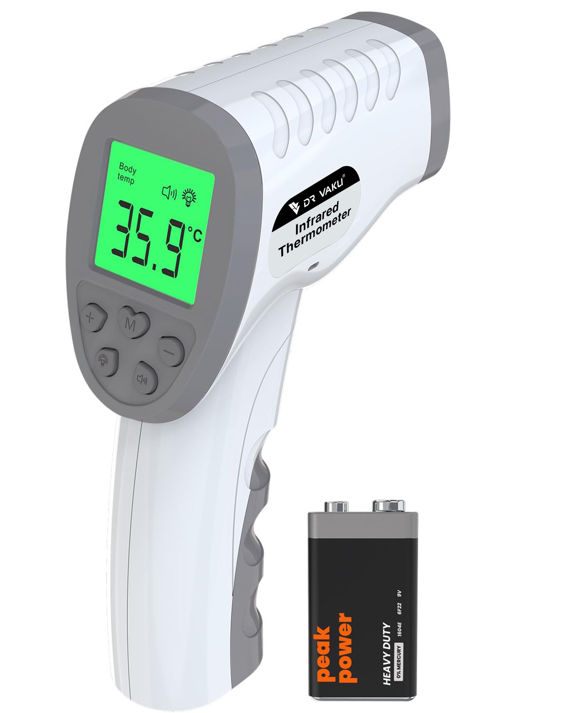 DR VAKU Infrared Digital Thermometer For Fever, Non-Contact Laser Infrared Thermometer Temperature Gun [Battery Included] - Grey, Plastic-image-37