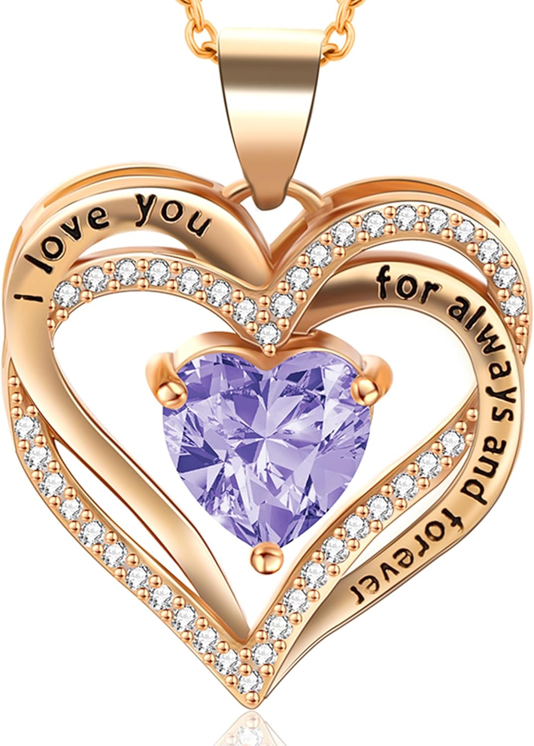 Necklace for Women, Heart Infinity Birthstone Jewelry Gift for Women, Birthday Anniversary Heart Necklace for Wife Girlfriend Mom Daughter