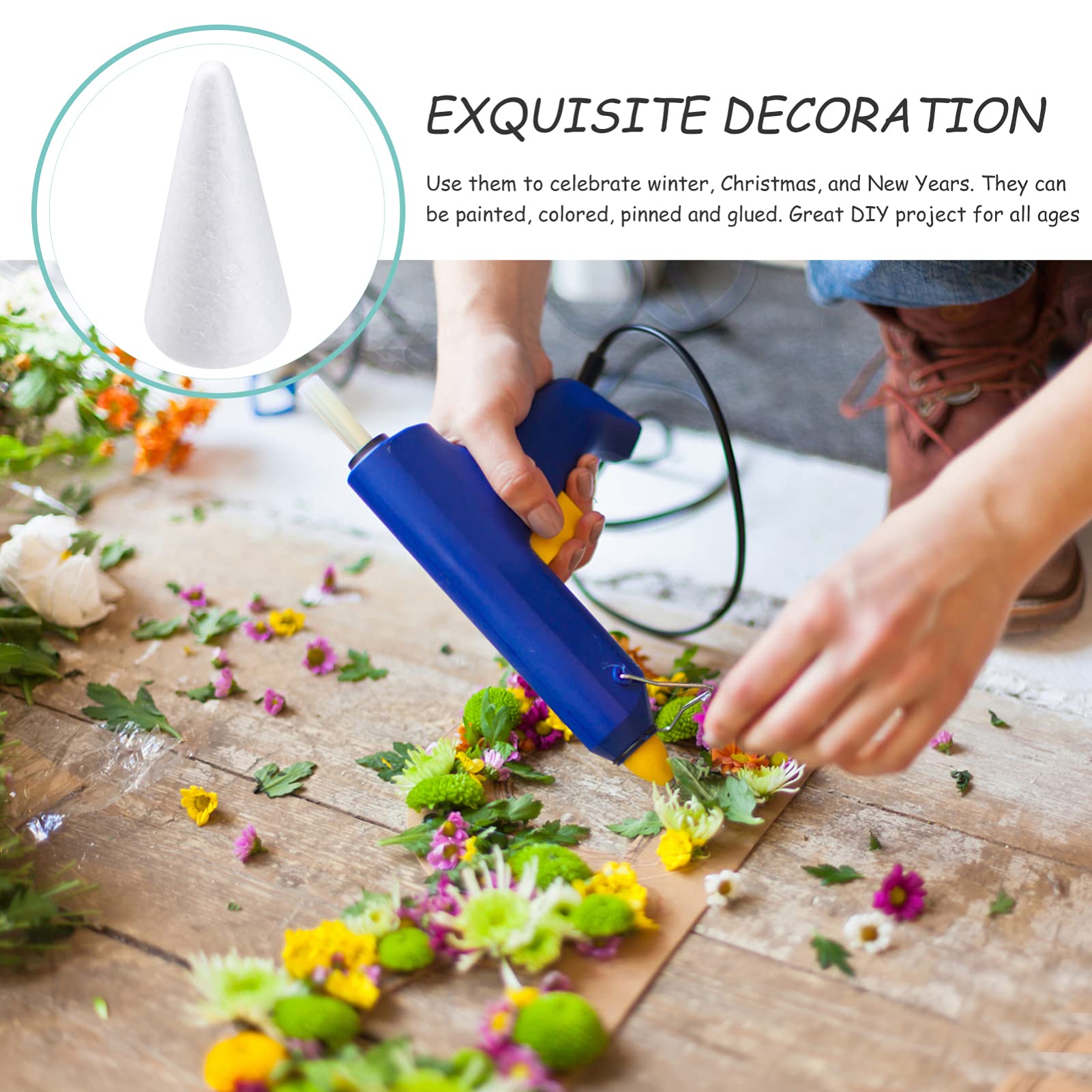 Snapklik.com : 12pcs White Polystyrene Foam Cones For DIY Crafts Boy ...
