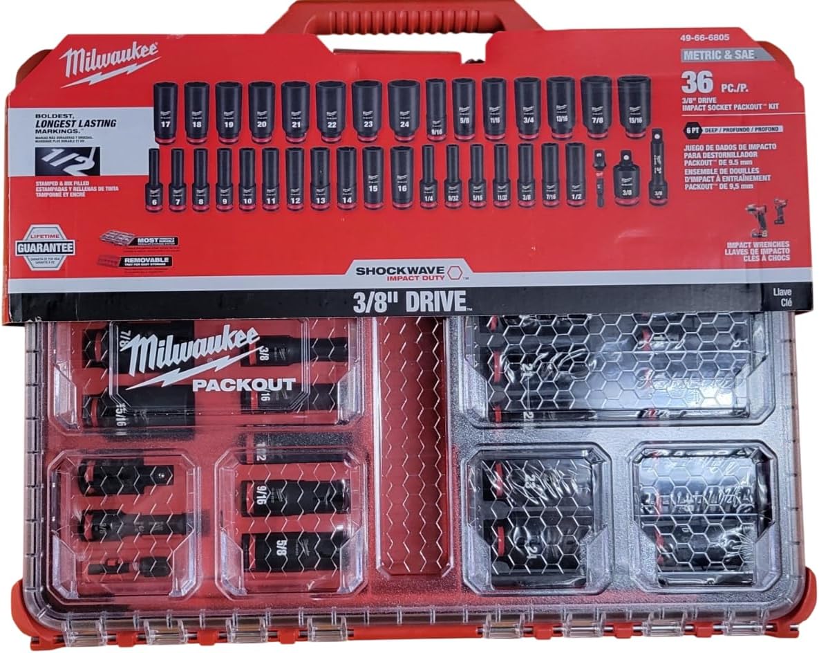 Milwaukee Electric - Shockwave Impact Duty. Socket 3/8. DR 36PC PACKOUT