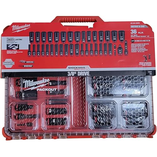 Milwaukee Electric - Shockwave Impact Duty. Socket 3/8. DR 36PC PACKOUT