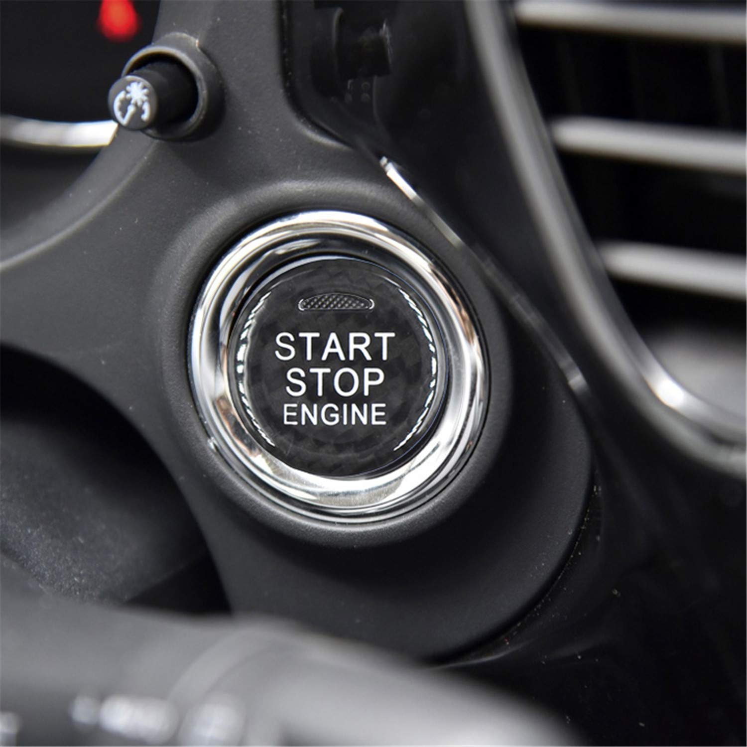 Black Ignition Starter Switch Sticker for Mitsubishi ASX Outlander Eclipse Cross Start Stop Engine Button Cover Genuine Carbon Fiber Material