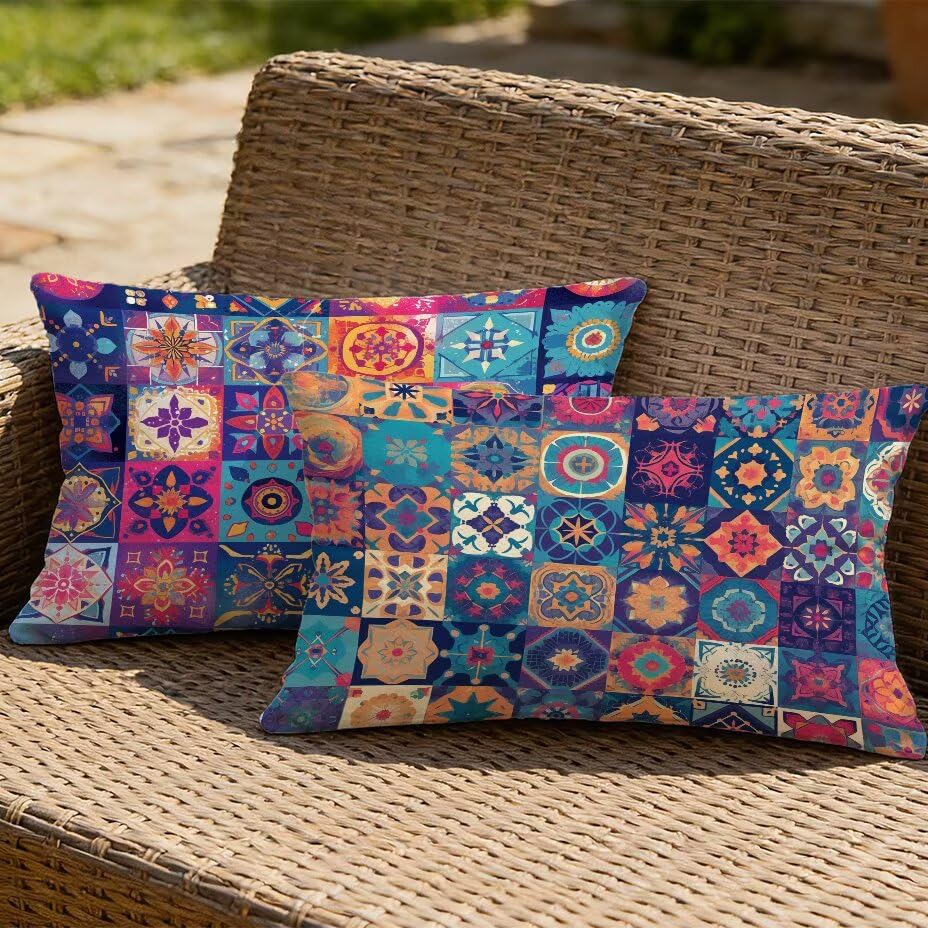 Housse de coussin extérieur 70x90 aspect lin haut de gamme pour canapé rattan - 2