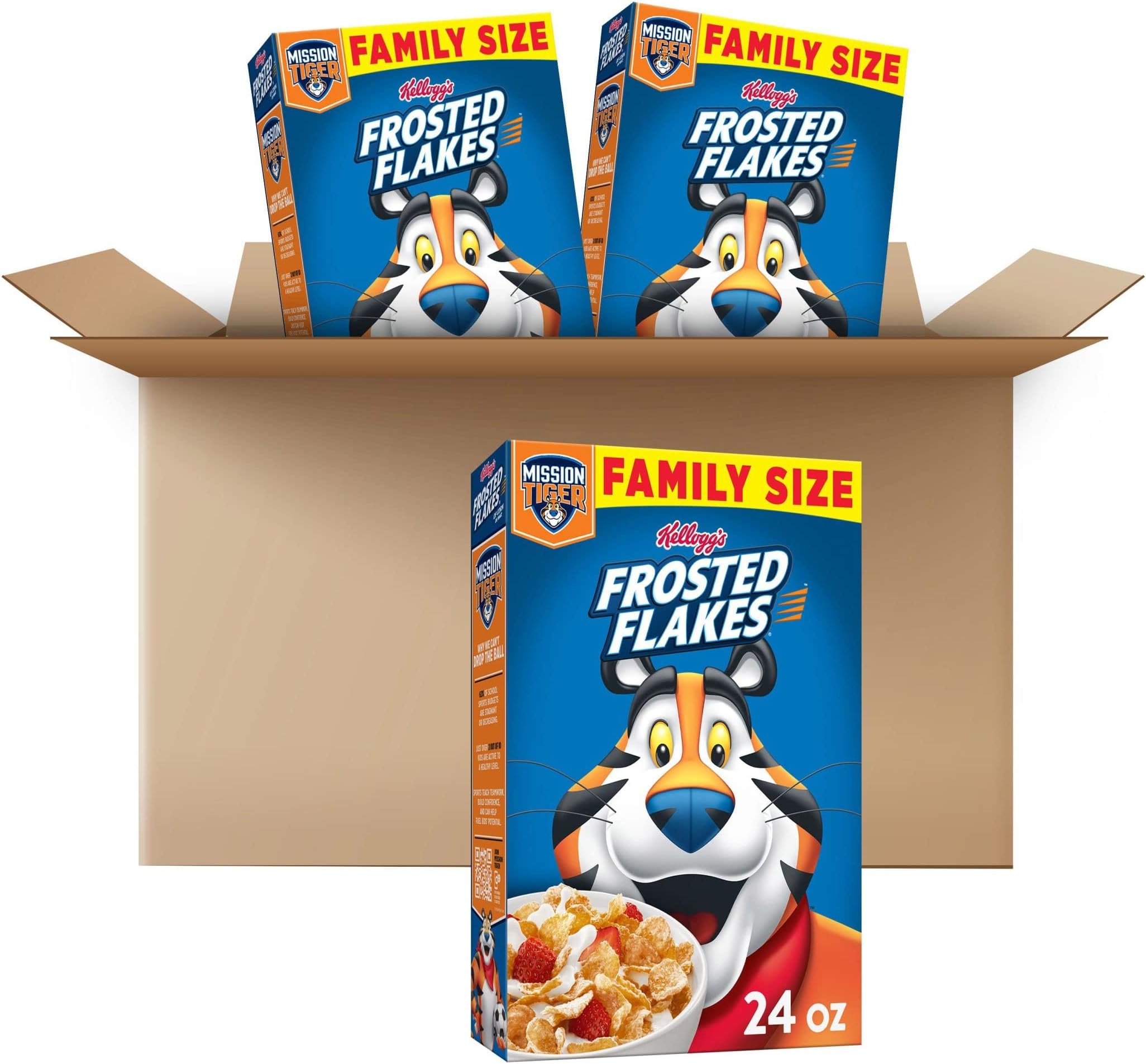 Kellogg's Frosted Flakes Breakfast Cereal, Kids Cereal, Family Breakfast, Family Size, Original (3 Boxes)