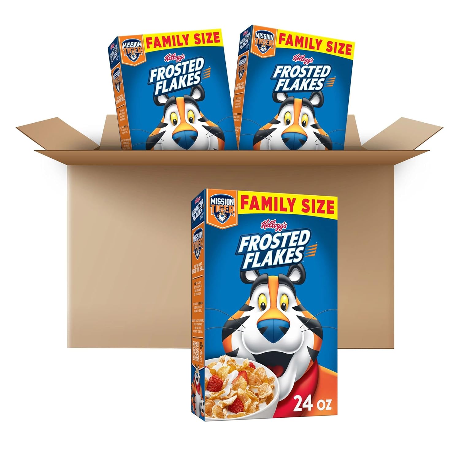 Kellogg's Frosted Flakes Breakfast Cereal, Kids Cereal, Family Breakfast, Family Size, Original (3 Boxes)