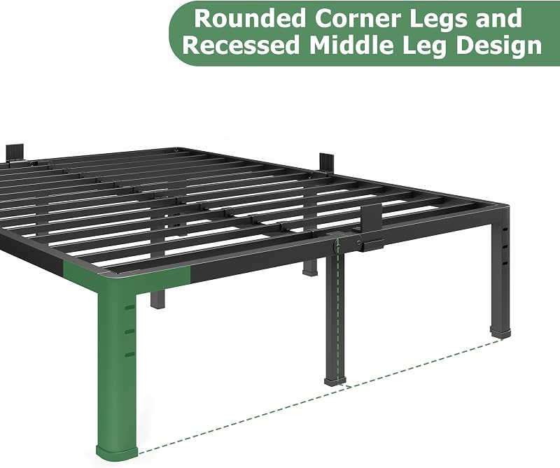 NKZ 18 Inch Queen Size Metal Platform Bed Frame with Round Corner Legs image 5