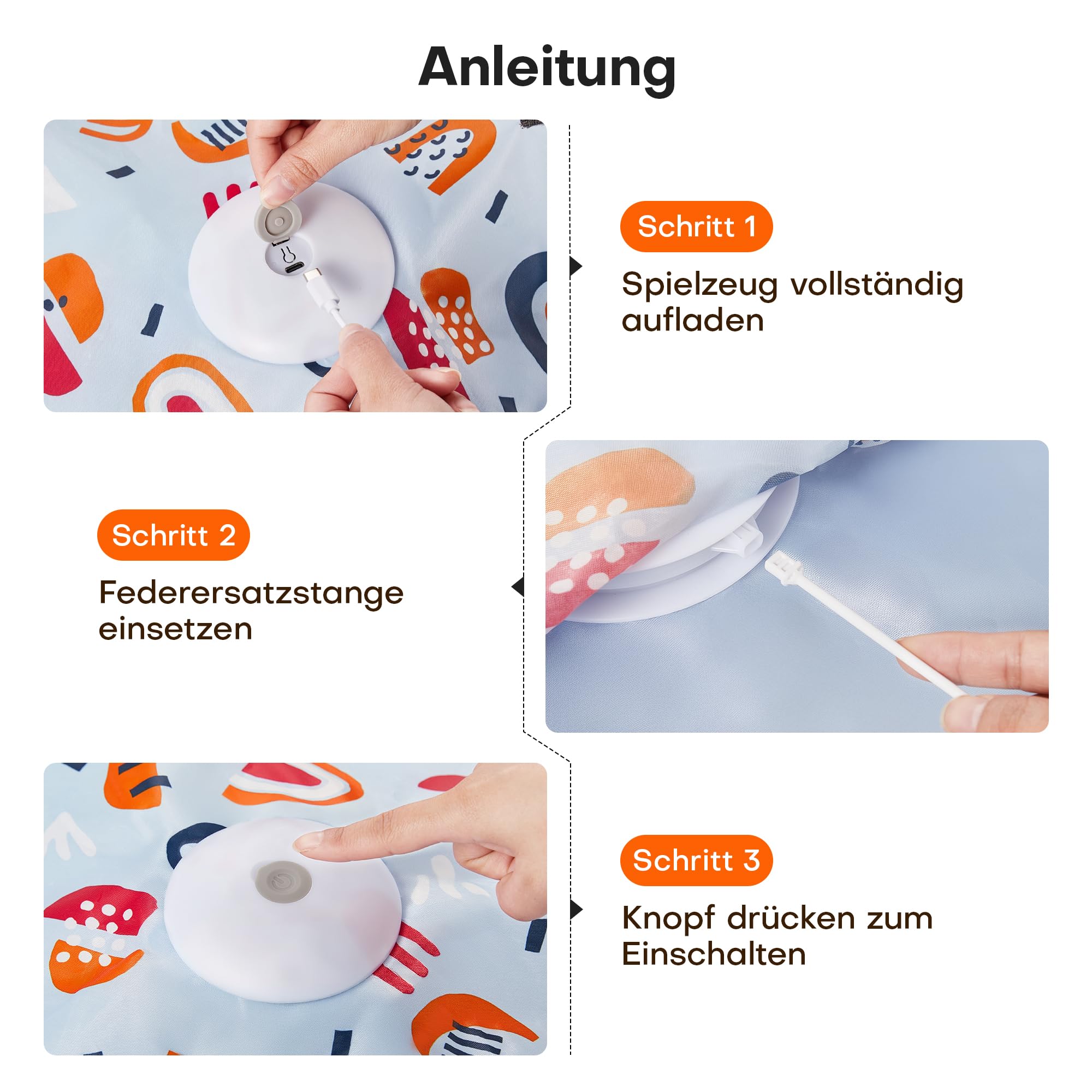 Potaroma Interaktives Katzenspielzeug mit Federautomatik - Wiederaufladbar, berührungsaktiviert mit Mausgeräuschen, ideales Bewegungsspielzeug für aktive Wohnungskatzen Blumenmuster-Abdeckung