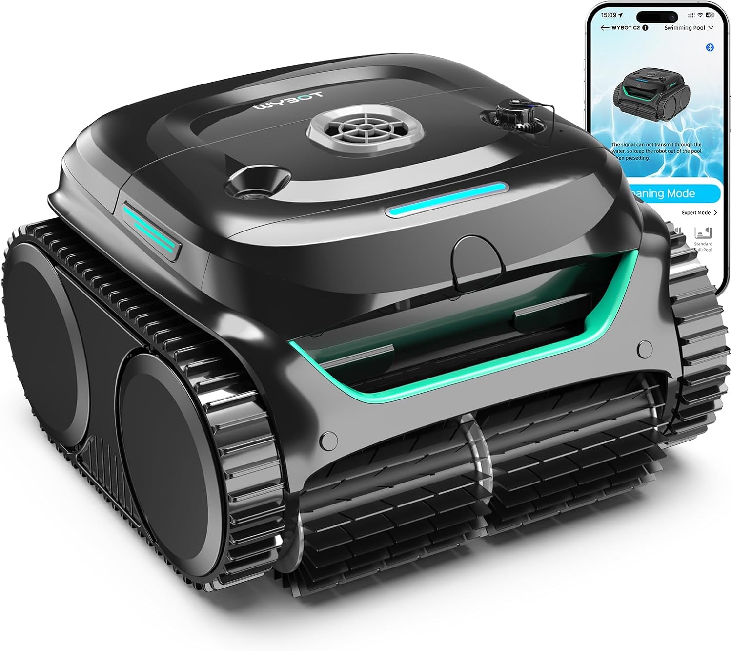 (2026 Upgraded) WYBOT C2 Cordless Robotic Pool Cleaner, Dual Filtration, Wall Climbing & Waterline Cleaning, App Scheduling, Smart Navigation, Pool Vacuum for Inground/Above Ground Pools-2152 Sq.ft