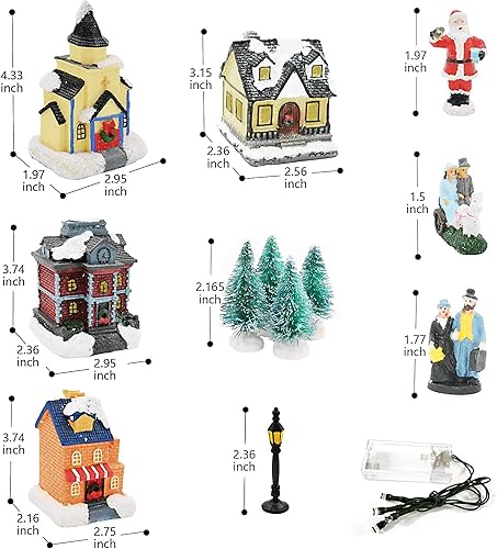 Miniatura 3 de Christmas Village Sets-Christmas Decorations,LED Lighted Christmas Village Houses with Figurines, Christmas Village Collection Indoor Room Decor -