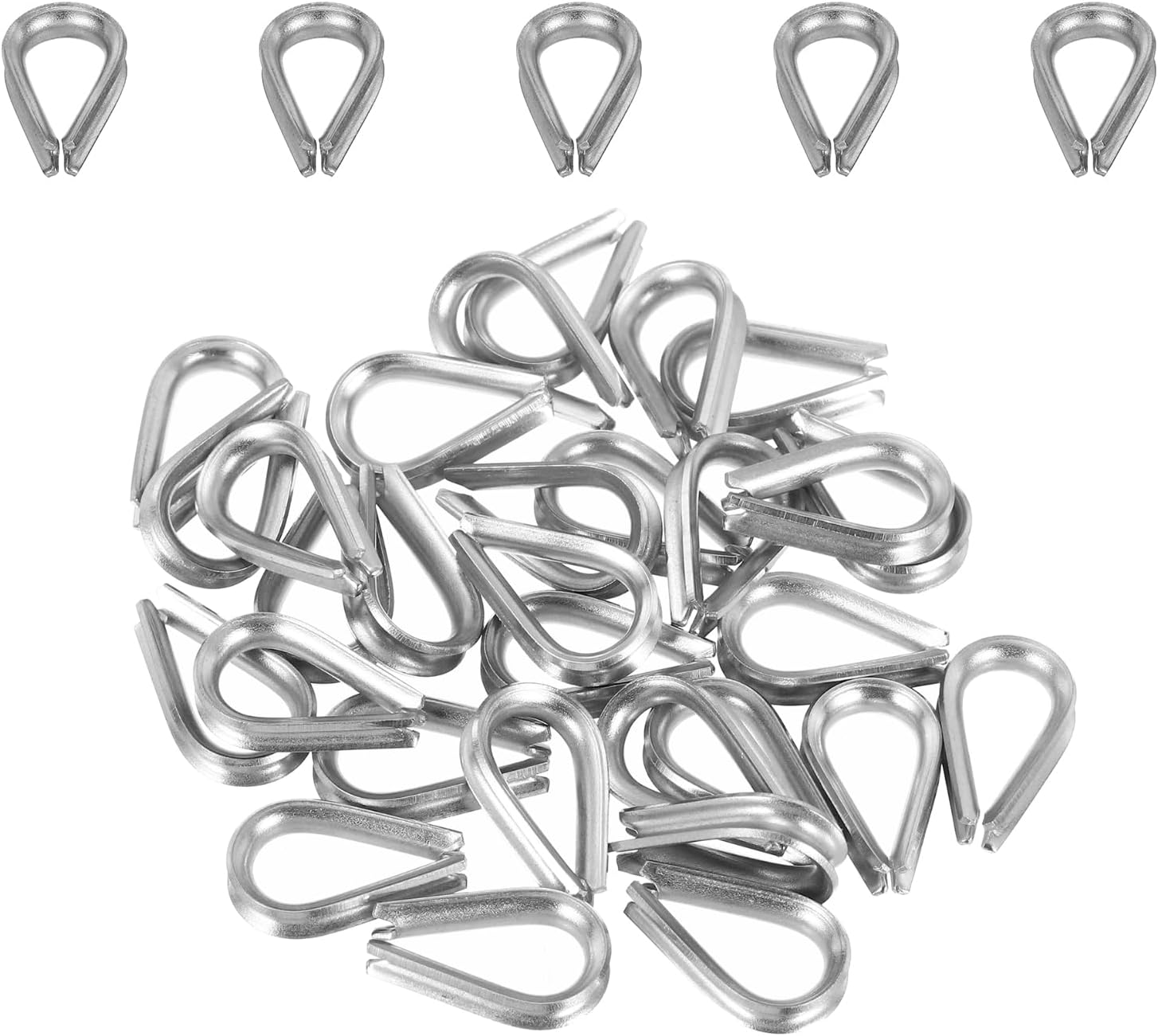 QUARKZMAN Rope Thimbles 116 Inch (2 mm) Diameter M2 Stainless Steel Wire Rope Thimbles for Towing Ropes and Rigging Pack of 30