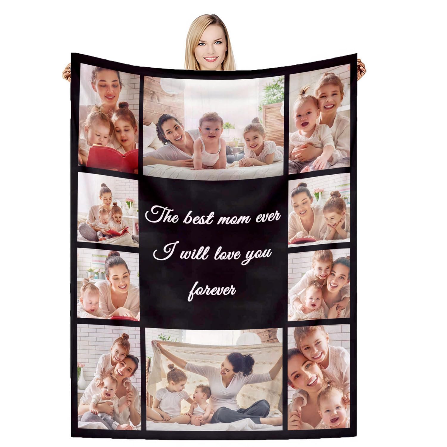 DSSHENGDS Customized best mom gift, birthday personalized blanket, personalized couple blanket, personalized photo gift for mom, girlfriend, him, her, anniversary, Christmas-J-75 * 100