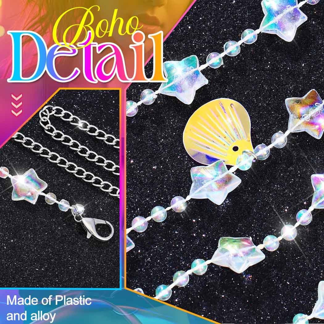 Nicute Mermaid Body Chain Colorful Layered Shoulder Chain Summer Beach Bikini Jewelry Accessories for Women
