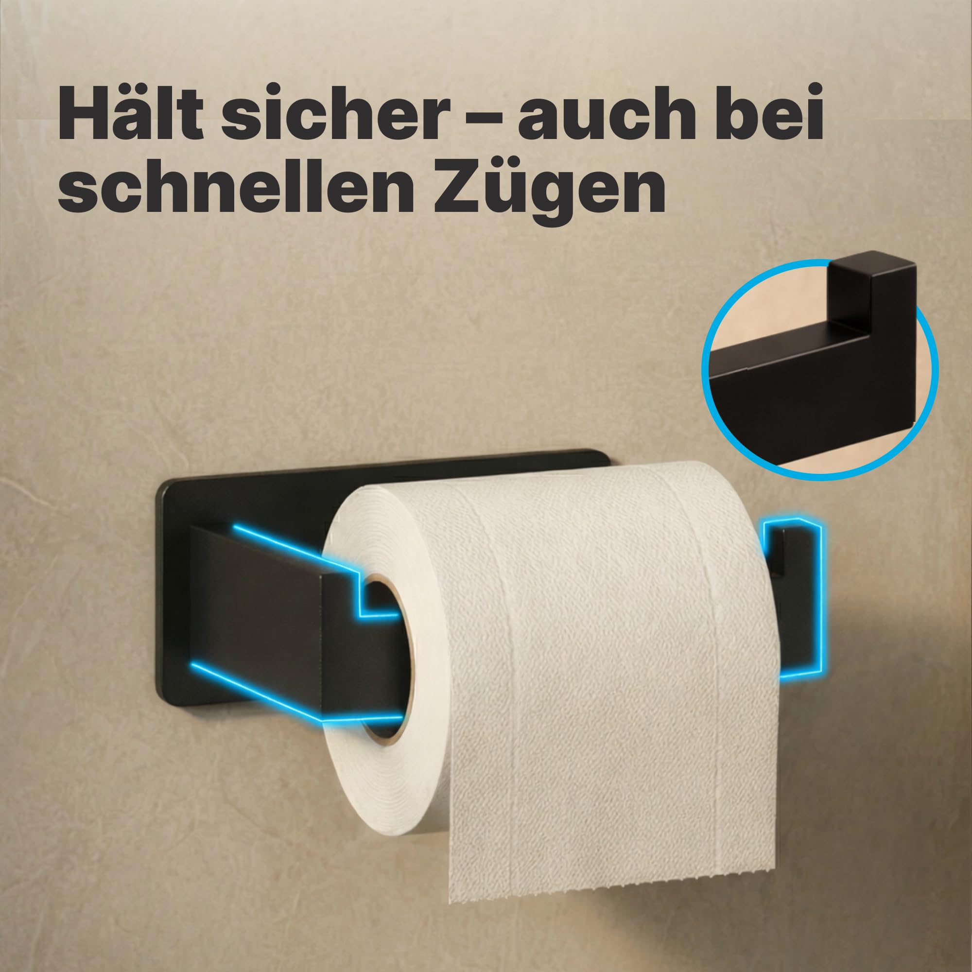 Minismus toilettenpapierhalter, Edelstahl klopapierhalter mit starkem Selbstklebendem Sticker, der bis zu 3 kg hält, bohrfreier klorollenhalter für eine beschädigungsfreie und einfache Installation
