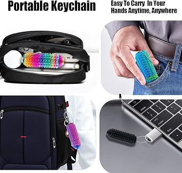 Little Ouchies Pain Fidget (4 Stücke) Mit Clicker Schaltfläche & Spinner Pain Stim Spiky Grippie Keychain ADHS Fidget Toys für Stressabbau Fokus Sensorik Spielzeug Geschenke Für Erwachsene (Laser)