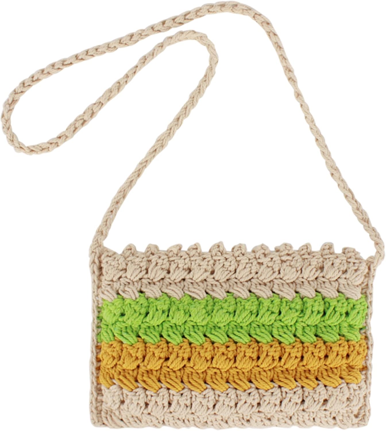 Women Small Cotton Crochet Cross-body Bag Bohemian Shoulder Bag Purse