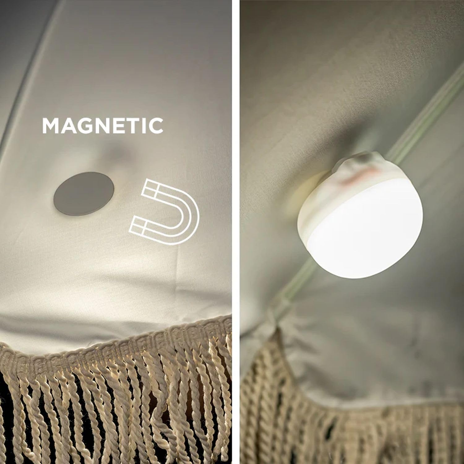 Akku Leuchtmittel LED 3er Set tragbar mit Haken Magnet Ø 6,5 cm 2700 K dimmbar Fernbedienung USB IP54 Campingleuchte Licht Lampe außen innen