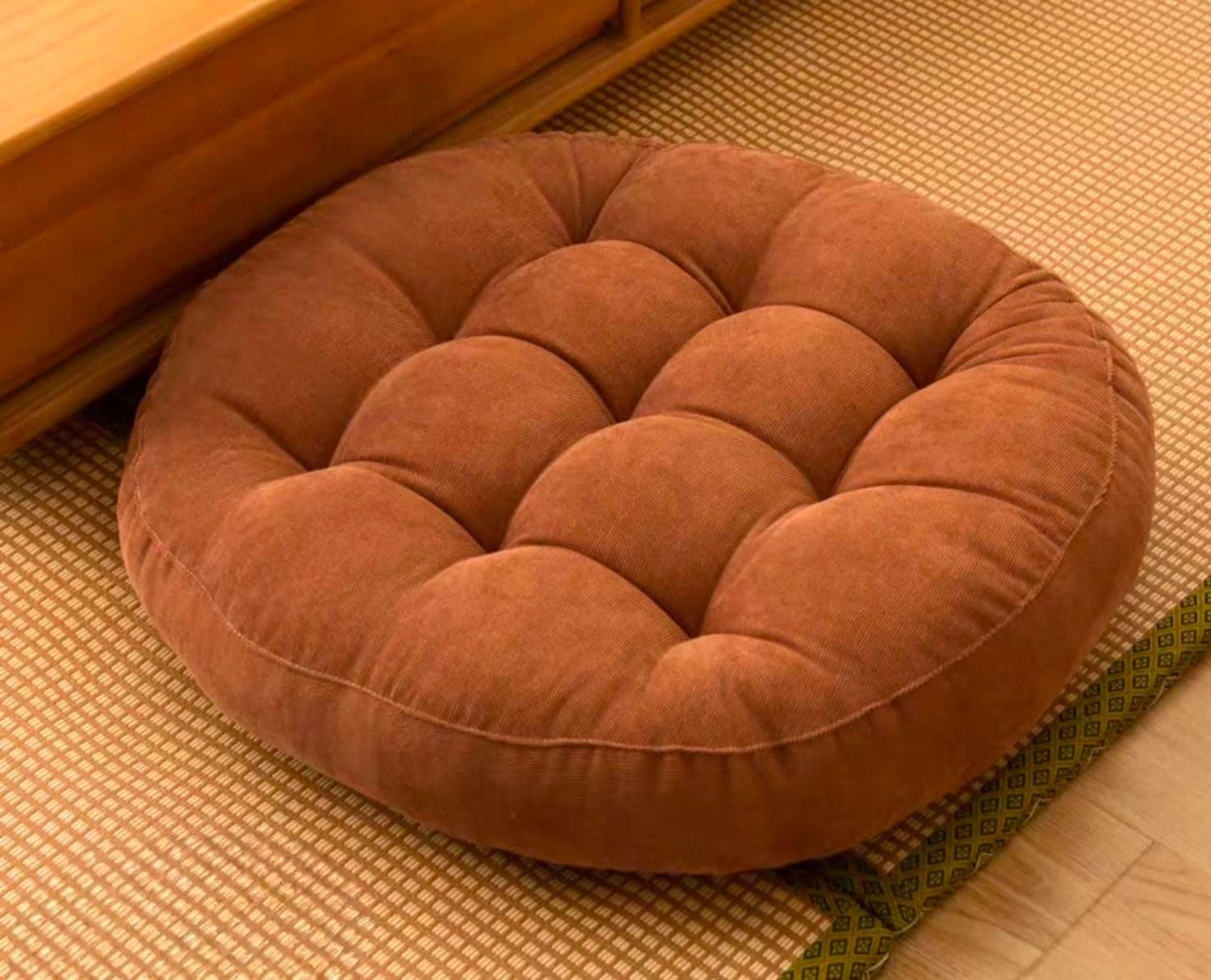 MGEMJMJ Meditation Floor Pillow,Large Round Floor Cushions For Adults Tufted Corduroy Floor Seat Pillows Cushion For Living Room(Size:50x50cm(20x20inch),Color:Brown)