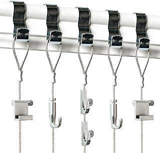 Picture Rail Molding Hooks and Wire - 5 Pack - Includes Silver Rail Hook...