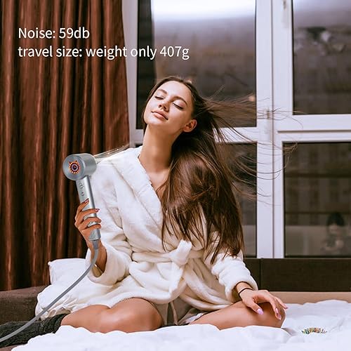 Miniatura 6 de Secador de pelo con motor sin escobillas de alta velocidad de 110,000 RPM, secador de pelo iónico negativo, secador de pelo compacto de secado