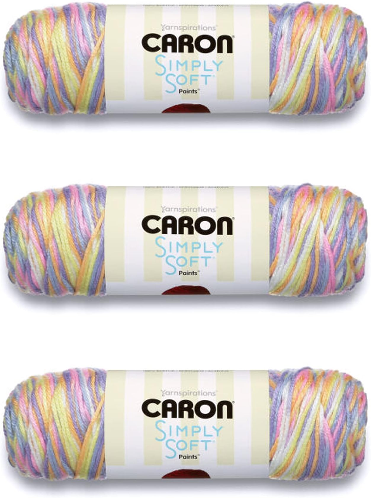 Caron Simply Soft Baby Brights Paints Yarn - 3 Pack of 141g/5oz - Acrylic - 4 Medium (Worsted) - 235 Yards - Knitting/Crochet