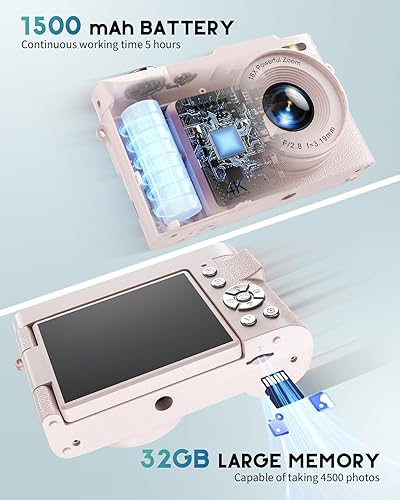 Miniatura 6 de Cámara digital 4K para fotografía, cámara de videoblogs de 50 megapíxeles para YouTube, cámaras compactas con pantalla giratoria de 2.8" de 180°