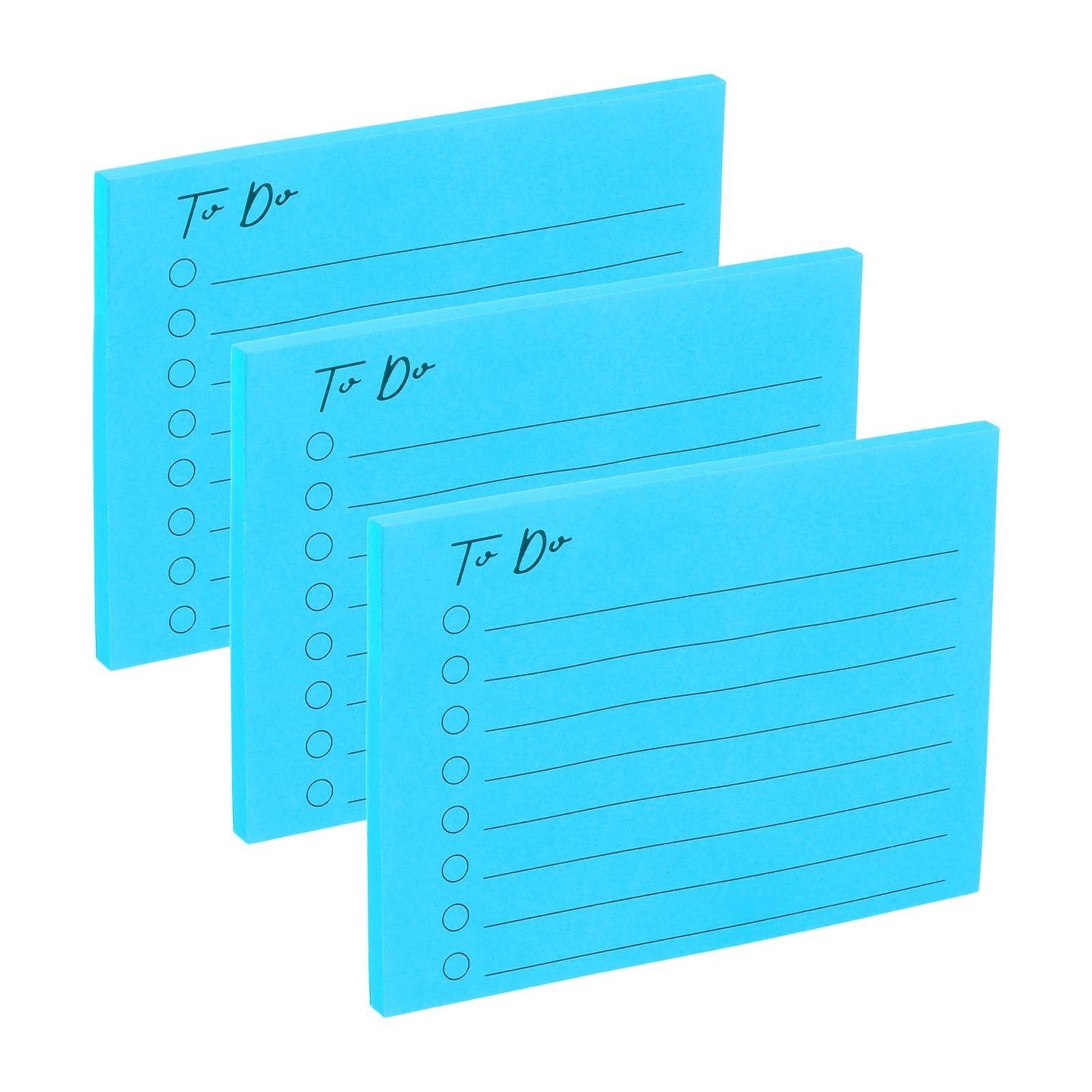 PATIKIL 4x3 to Do Lined Sticky Notes, 3 Pad Daily to Do List Notepads Sticky Notes, Checklist Message Self-Stick Pads for Home Office Reminders Lists Planning, Lake Blue, 50 Sheets/Pad