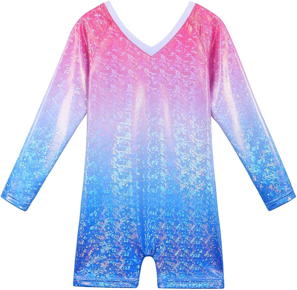 BAOHULU Leotard for Girls Gymnastics Toddler Sparkle Stripes Tank Biketards One Piece