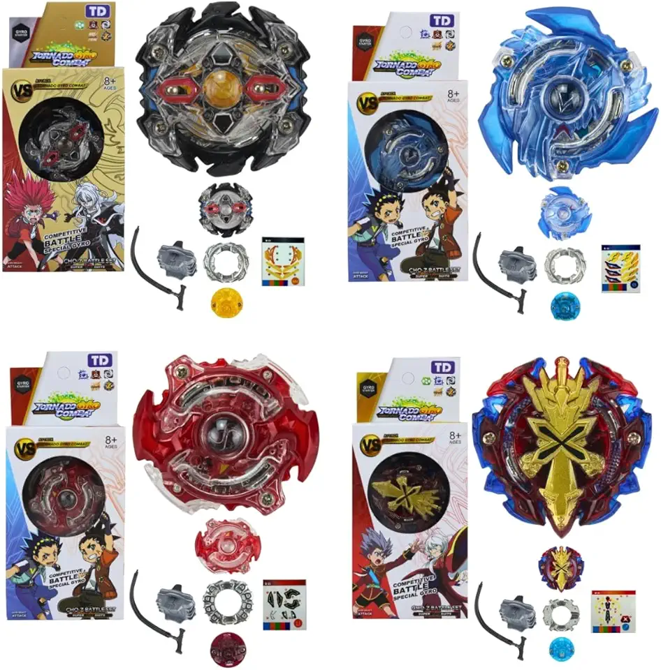 Beyblades Burst com Lançadores, 4 Piões de Metal e Plástico, Kit de Batalha com 4 Lançadores, para Crianças Acima de 4 Anos, 23 x 14.5 x 4 cm (Coleção C)