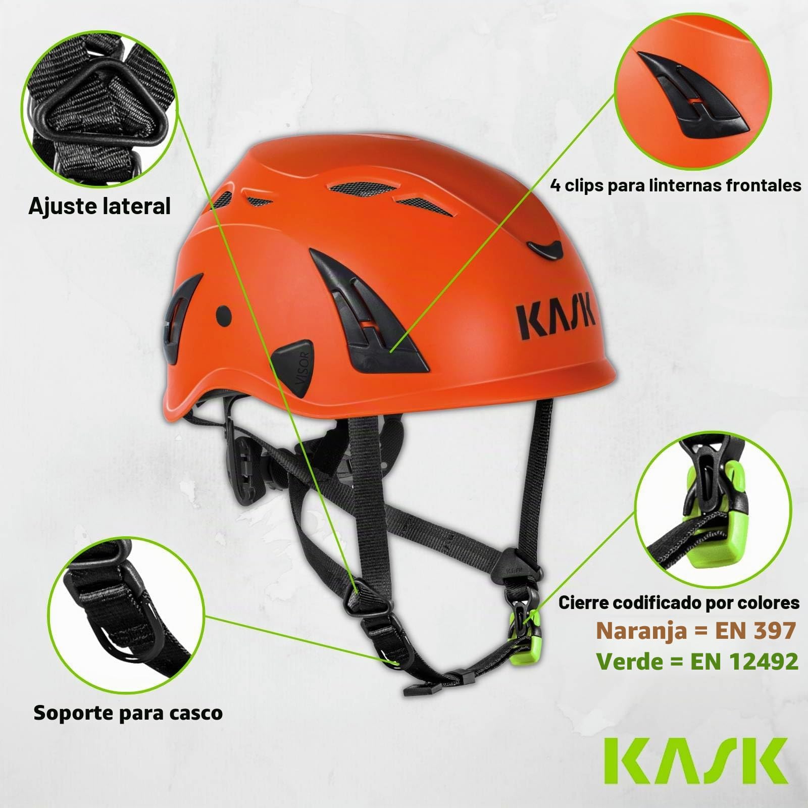 Casco de protección KASK Superplasma PL Casco de escalada Casco de escalada de montaña Según EN 12492 Tamaño 51-62 cm Ajustable universal Color: Amarillo