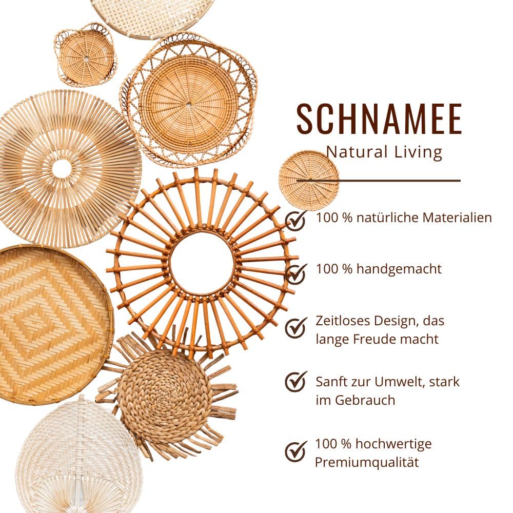 Set di 9 cestini da parete in rattan, bambù ed erba marina, decorazione da parete 3D in stile boho, per soggiorno, camera da letto e corridoio, decorazione da parete sostenibile
