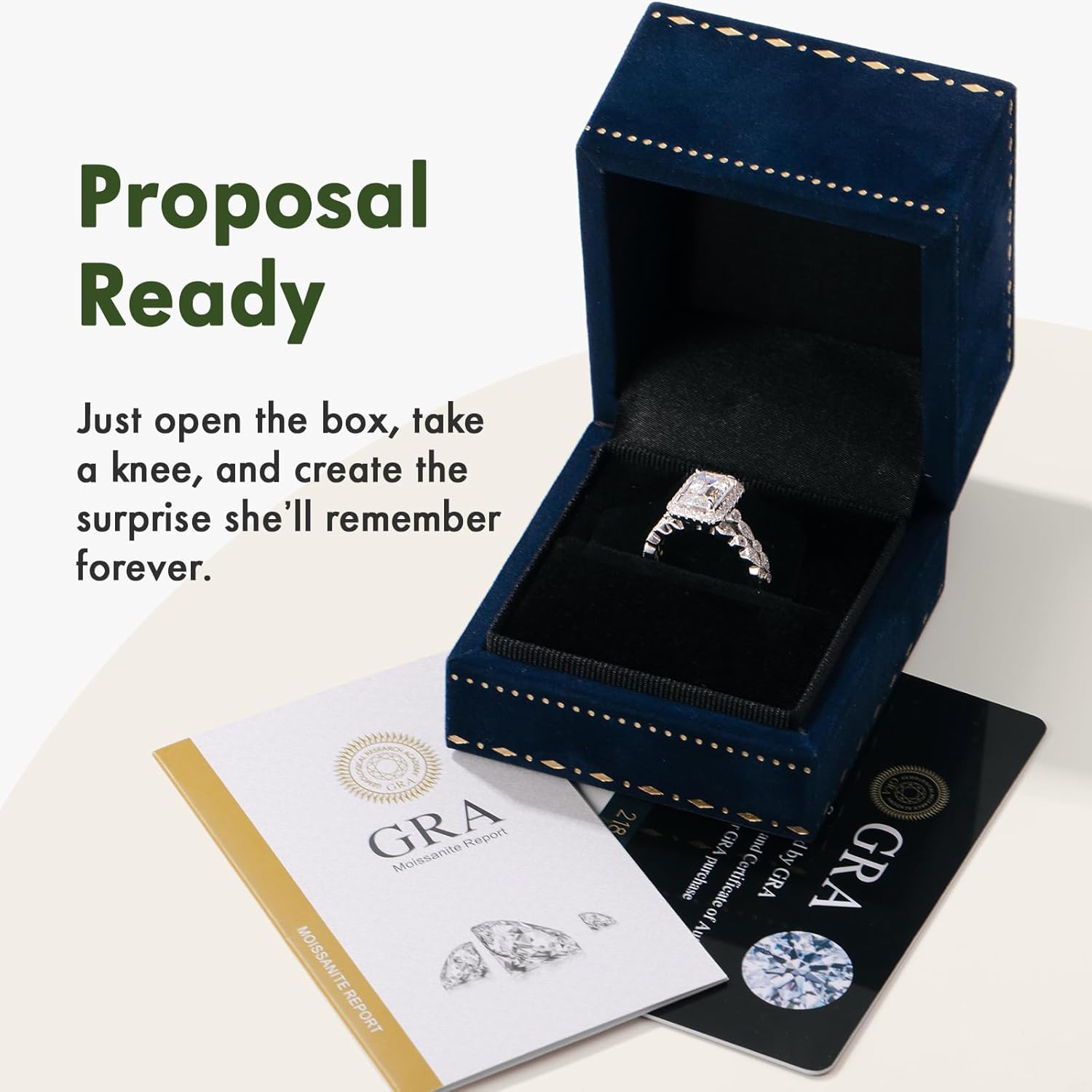 3CT Moissanite Engagement Ring Set for Women,D Color VVS1 Emerald Cut Halo Bridal Wedding Set, 925 Sterling Silver Promise Stackable Ring, Anniversary Birthday Gift, Size 5-10