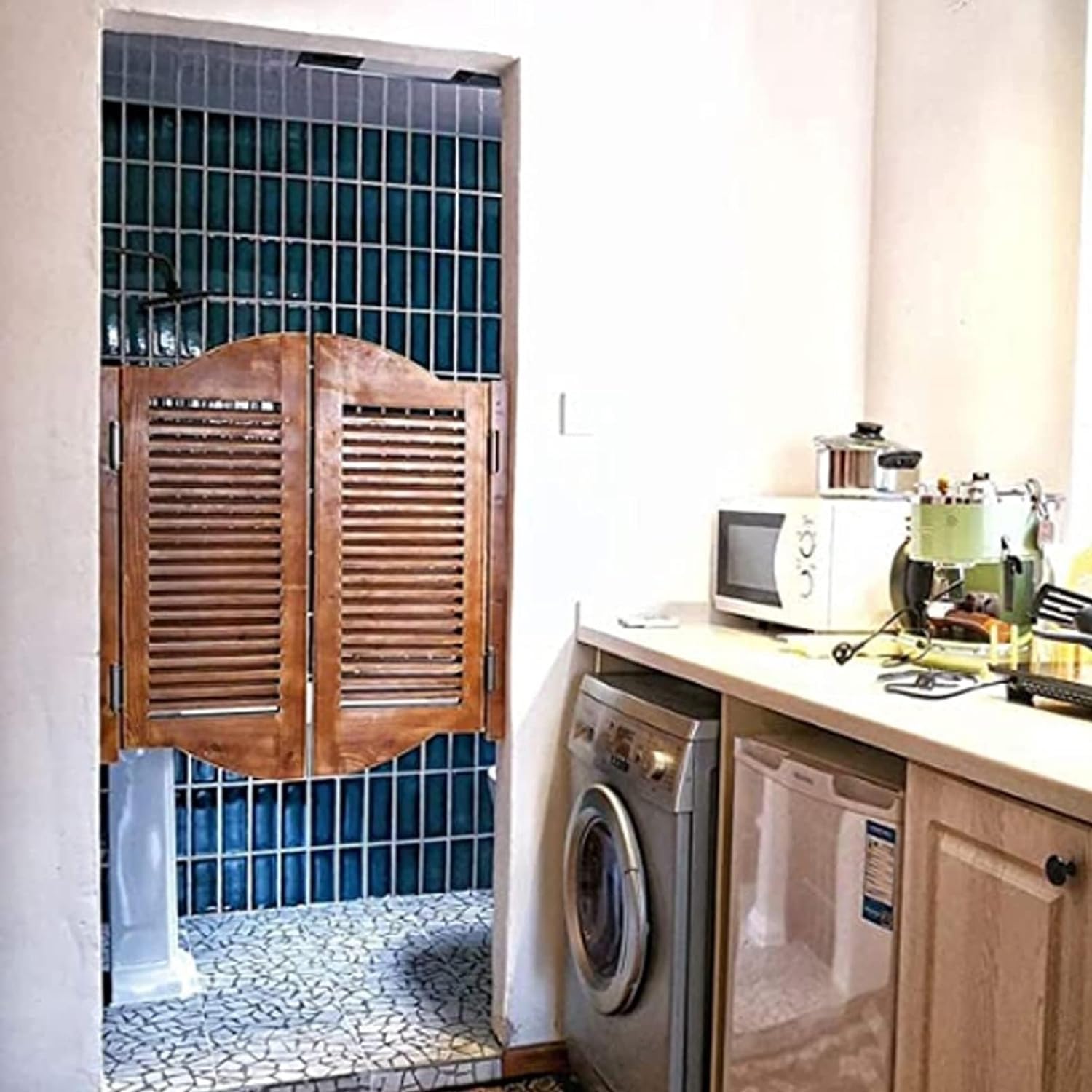 Portes battantes Porte à battants à volet Marron, Cuisine, intérieur, Porte à battants de café, Porte Demi-Taille, Couleur de Taille personnalisée Disponible(70x80cm)
