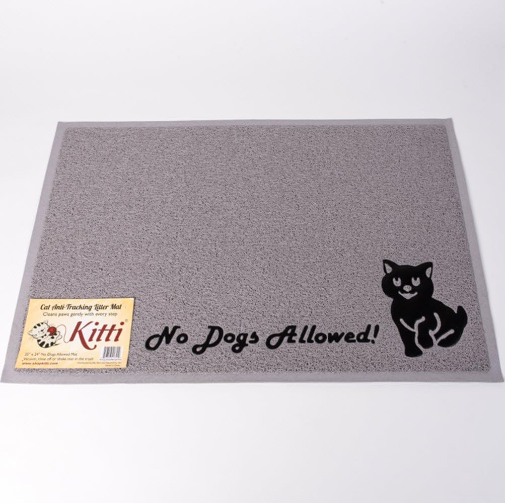 Kitti Cat Litter Anti Tracking Mats, No Dogs Allowed, Gray