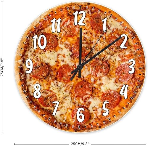 Miniatura 2 de Reloj de pared de pizza, reloj de pared para cocina, alimento, funciona con pilas, reloj de pared decorativo para sala de estar, dormitorio, 10