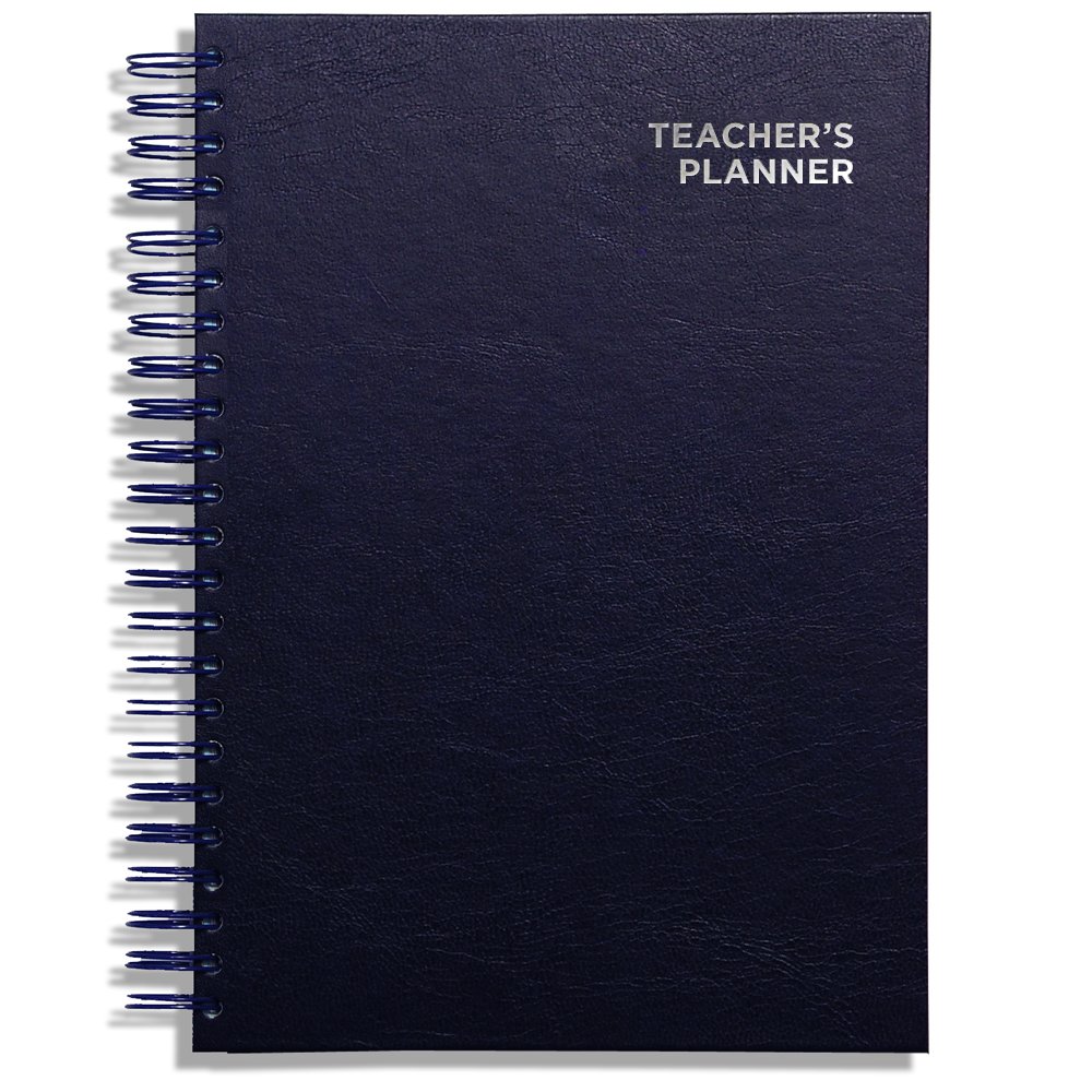 A4 Primary Teacher Planner 2026-2027 by Pirongs | 4 Period Planner | Page a Day | Undated, Hardback, Wiro-Bound Teachers Planner - 4 Lesson Day - Navy โ image 1