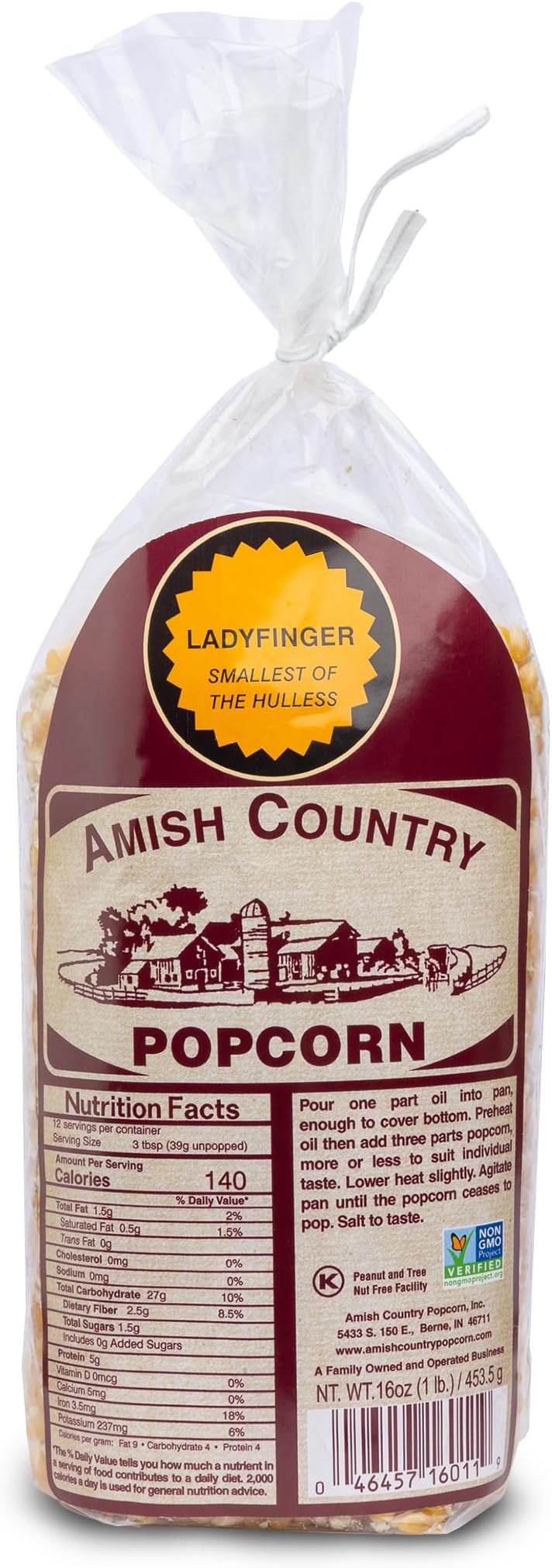 1 lb Bag | Ladyfinger Popcorn Kernels | Old Fashioned, Non-GMO and Gluten Free (Ladyfinger - 1 lb Bag)